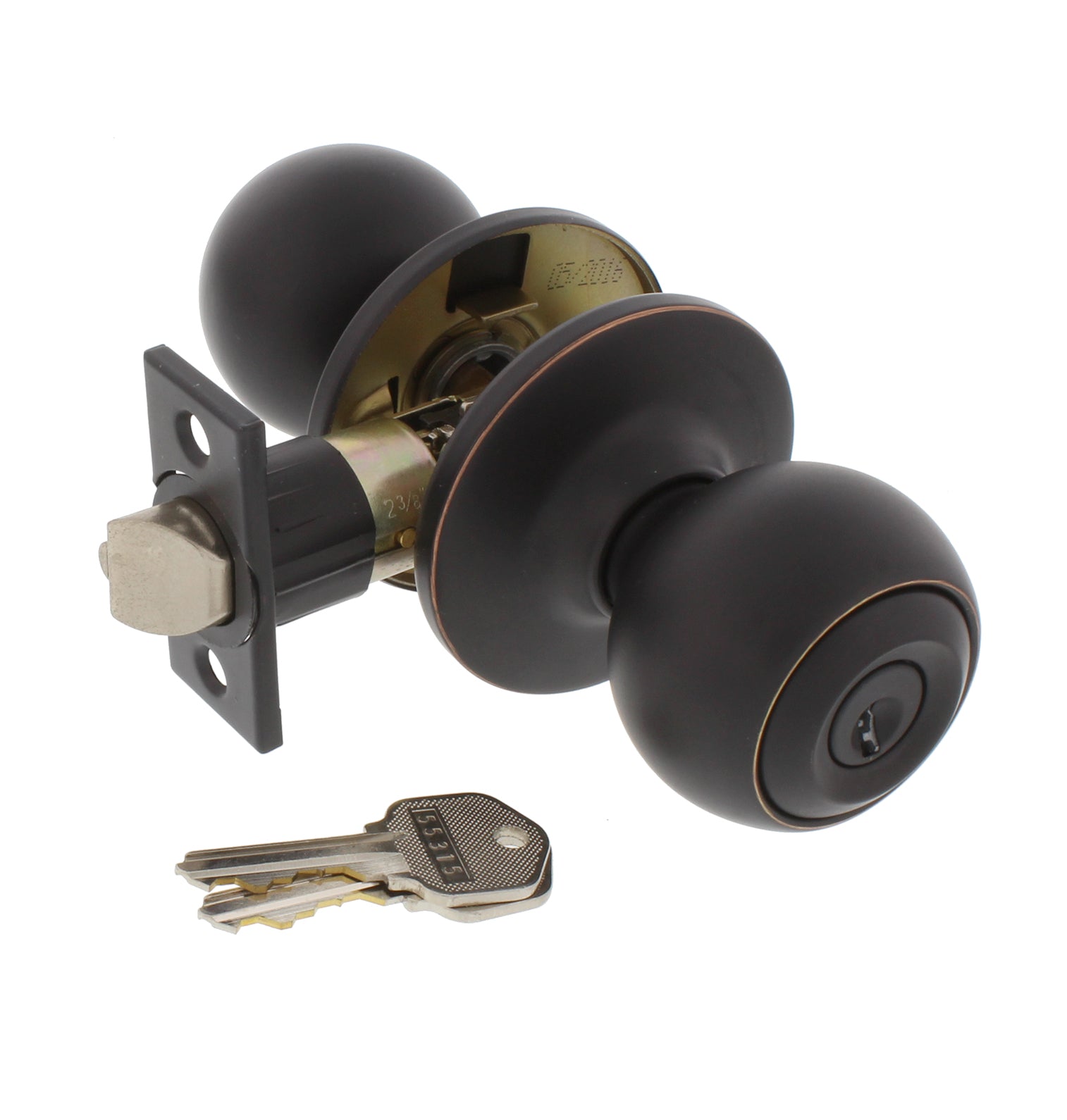 WORLD AND MAIN CRANBURY LLC, Ultra Security Plus Oil Rubbed Bronze Entry Knobs KW1 1-3/4 in.