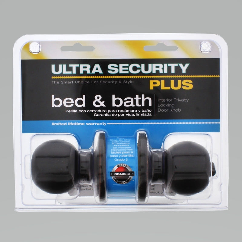 WORLD AND MAIN CRANBURY LLC, Ultra Security Plus Oil Rubbed Bronze Metal Bed and Bath Knob 3 Grade Right or Left Handed