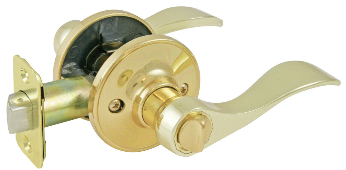 WORLD AND MAIN CRANBURY LLC, Ultra Security Plus Polished Brass Bed and Bath Lever Right or Left Handed