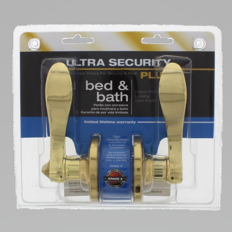 WORLD AND MAIN CRANBURY LLC, Ultra Security Plus Polished Brass Bed and Bath Lever Right or Left Handed