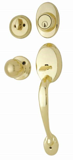 WORLD AND MAIN CRANBURY LLC, Ultra Security Plus Polished Brass Entry Handleset KW1 1-3/4 in.