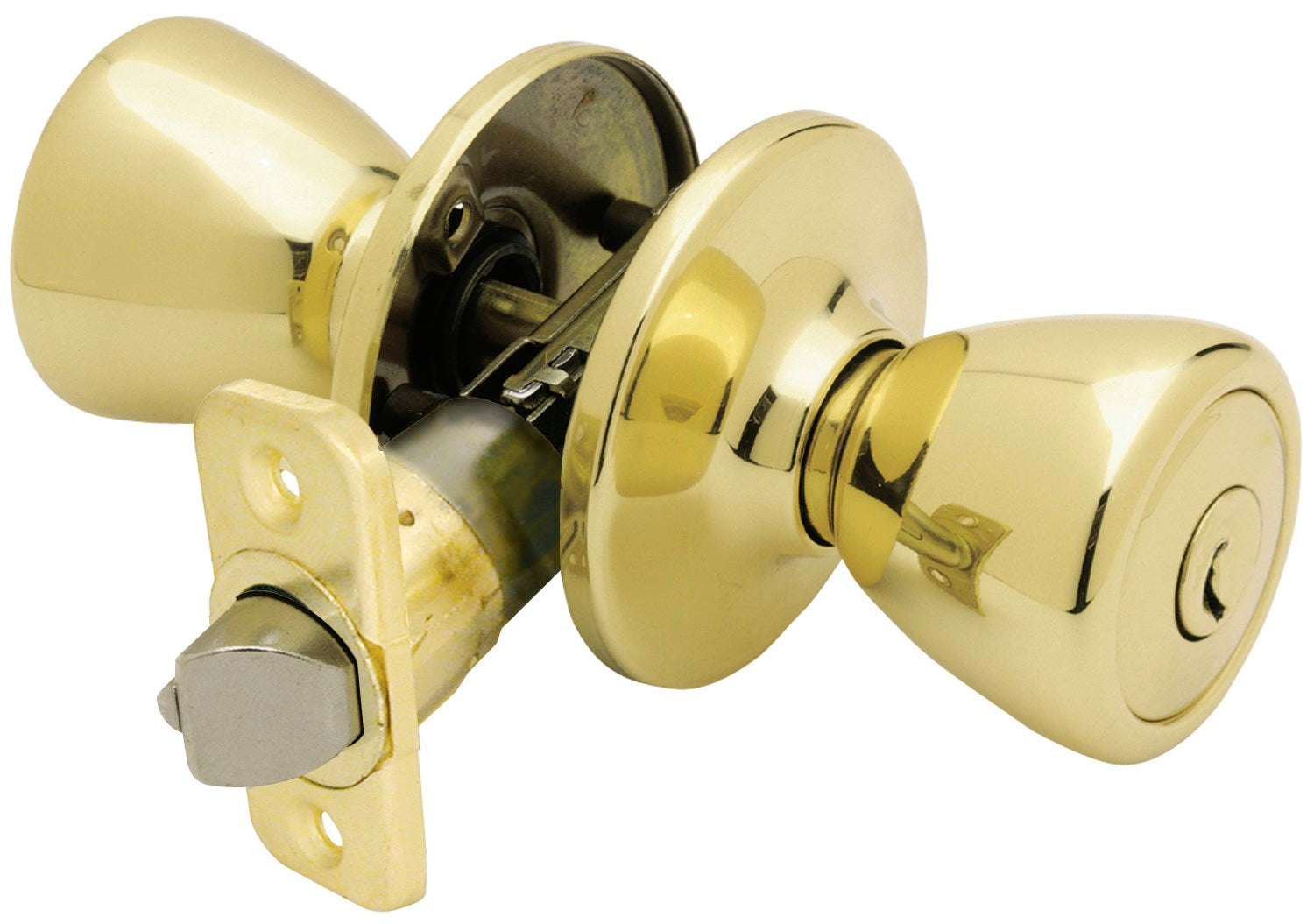 WORLD AND MAIN CRANBURY LLC, Ultra Security Plus Polished Brass Entry Knobs KW1 1-3/4 in.