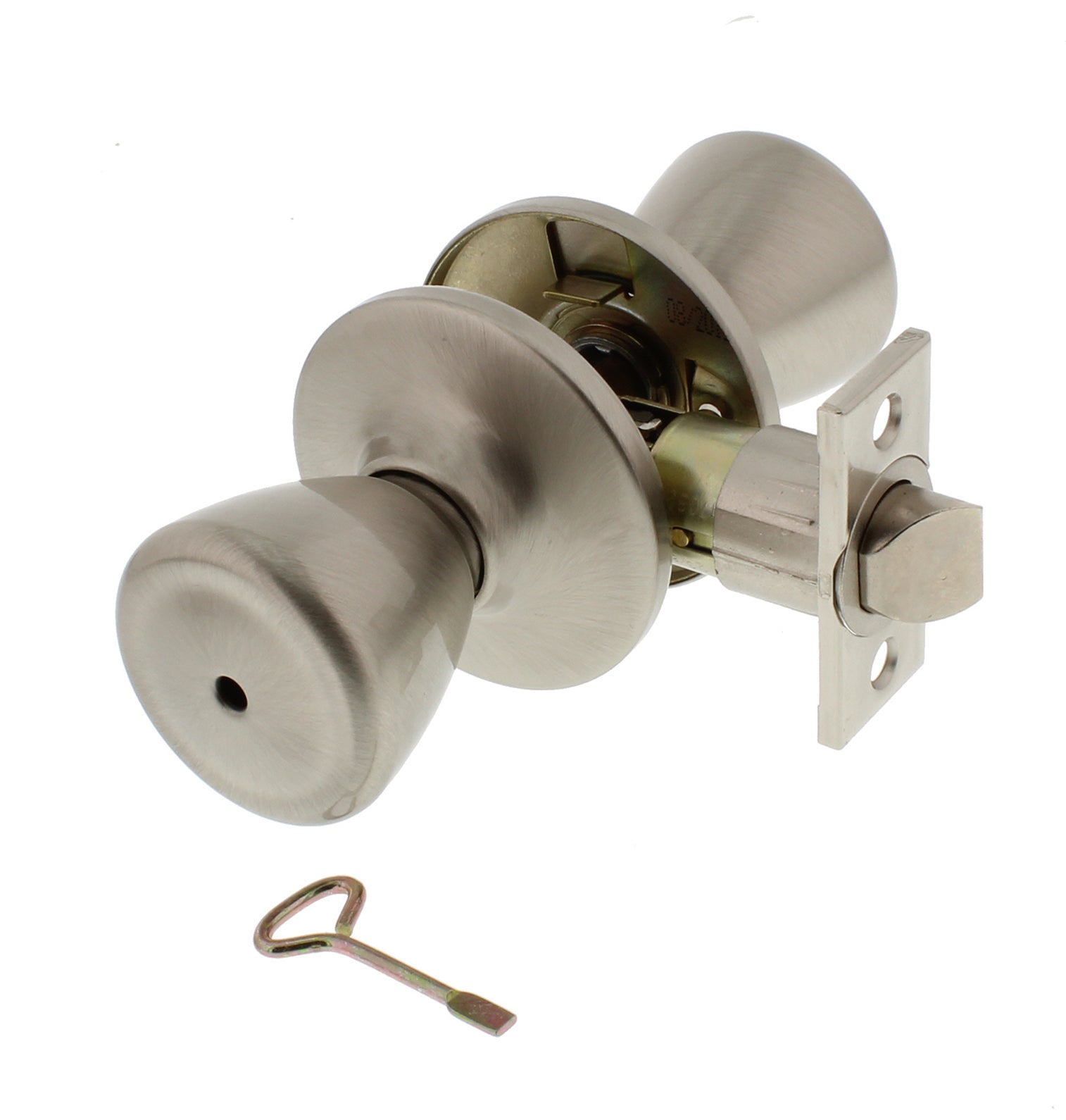 WORLD AND MAIN CRANBURY LLC, Ultra Security Plus Rittenhouse Satin Nickel Bed and Bath Knob Right or Left Handed