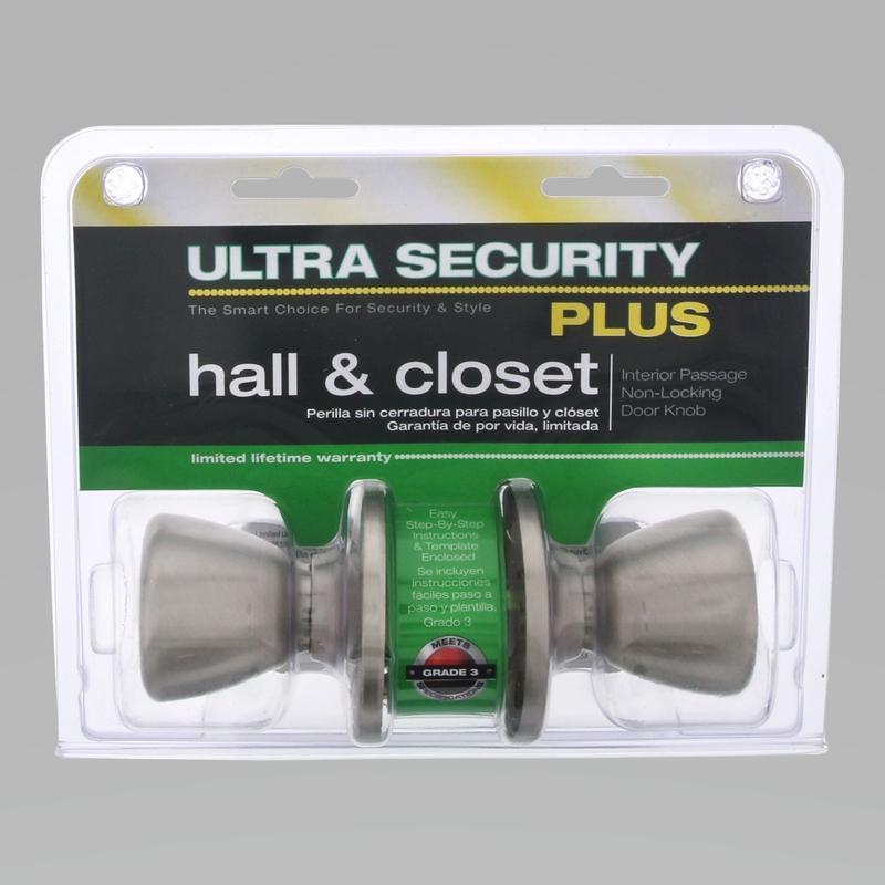 WORLD AND MAIN CRANBURY LLC, Ultra Security Plus Rittenhouse Satin Nickel Passage Knob Right or Left Handed