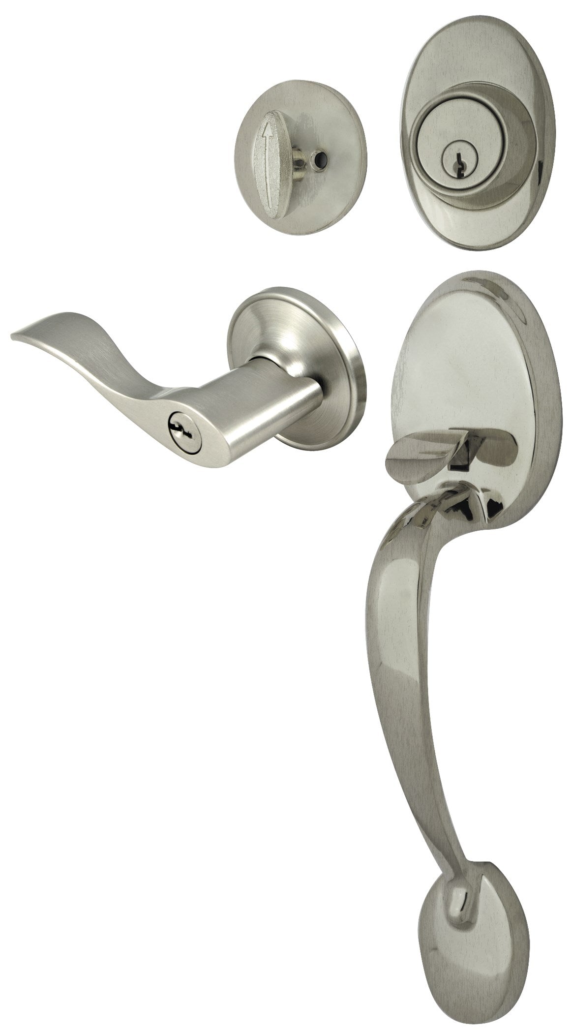 WORLD AND MAIN CRANBURY LLC, Ultra Security Plus Satin Nickel Entry Handleset KW1 1-3/4 in.