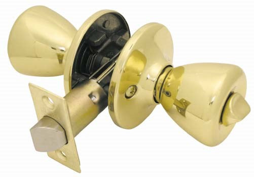 WORLD AND MAIN CRANBURY LLC, Ultra Security Polished Brass Bed and Bath Knob Right or Left Handed