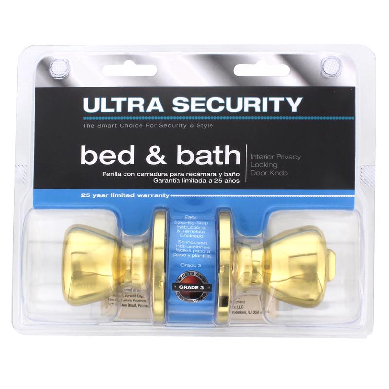 WORLD AND MAIN CRANBURY LLC, Ultra Security Polished Brass Bed and Bath Knob Right or Left Handed