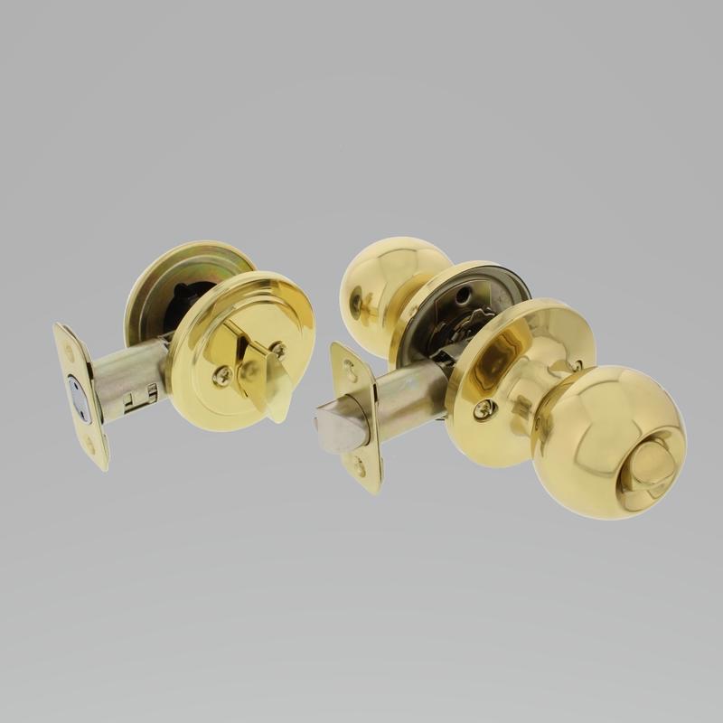 WORLD AND MAIN CRANBURY LLC, Ultra Security Polished Brass Deadbolt and Entry Door Knob KW1 1-3/4 in.