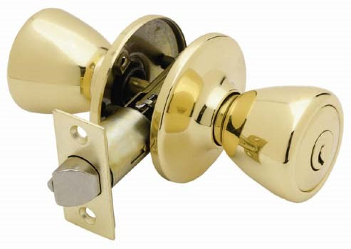 WORLD AND MAIN CRANBURY LLC, Ultra Security Polished Brass Entry Knobs KW1 1-3/4 in.