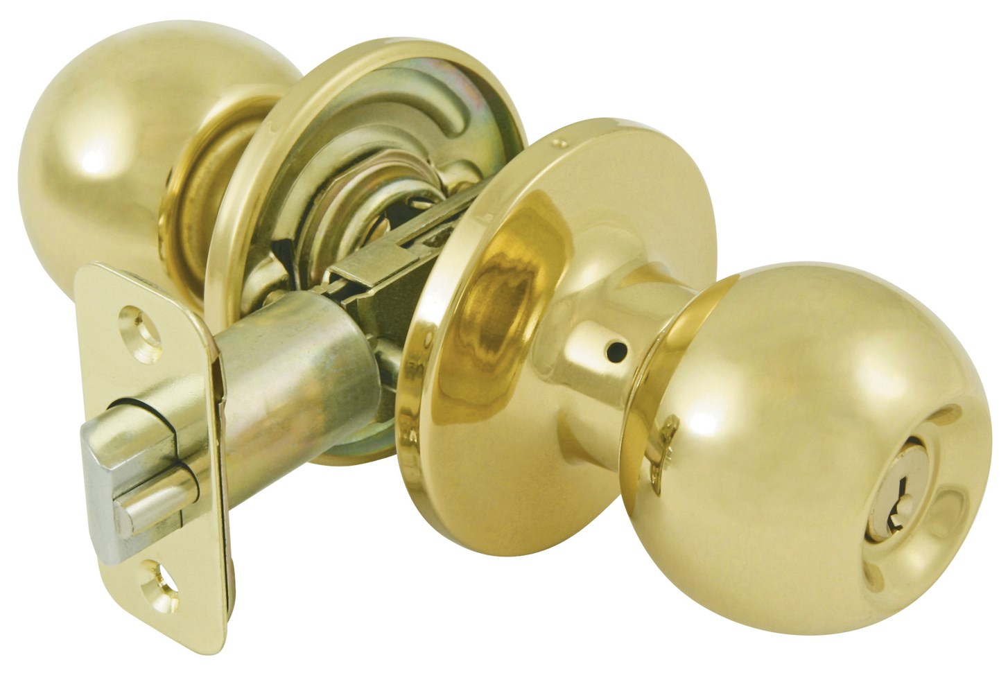 WORLD AND MAIN CRANBURY LLC, Ultra Security Polished Brass Entry Knobs KW1 1-3/4 in.