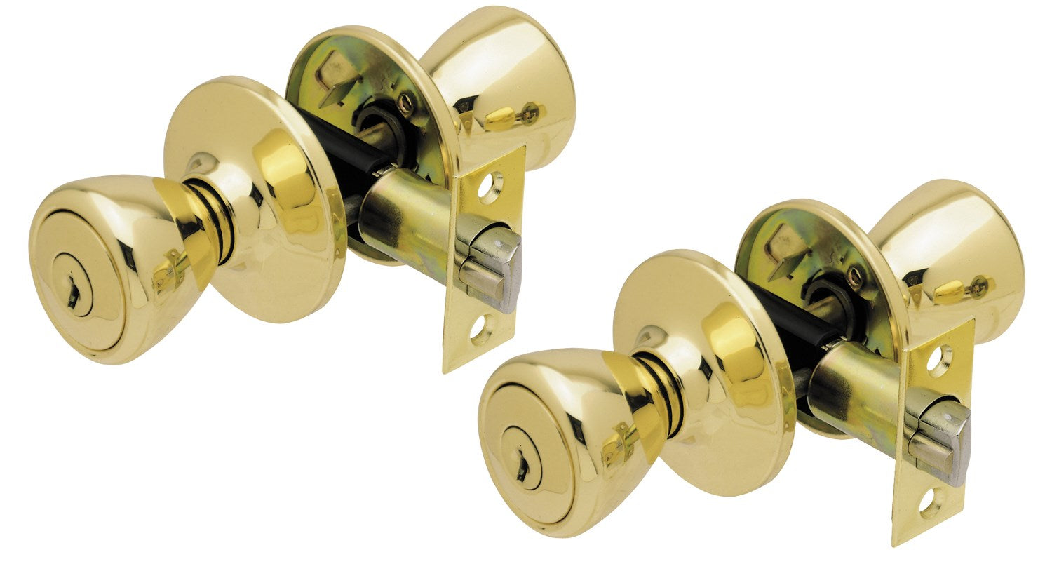 WORLD AND MAIN CRANBURY LLC, Ultra Security Polished Brass Entry Knobs KW1 1-3/4 in.