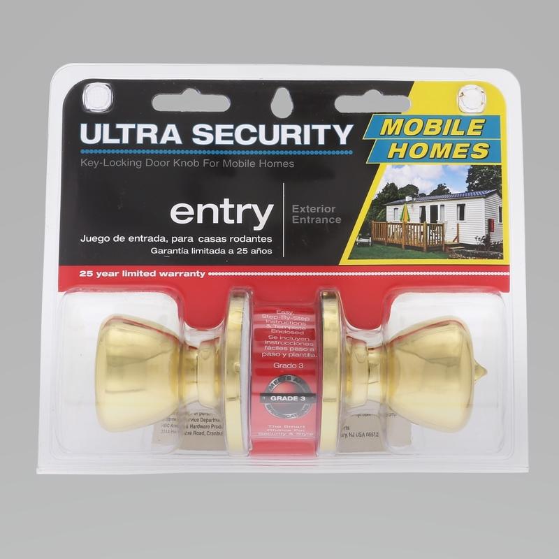 WORLD AND MAIN CRANBURY LLC, Ultra Security Polished Brass Entry Knobs KW1 1-3/4 in.