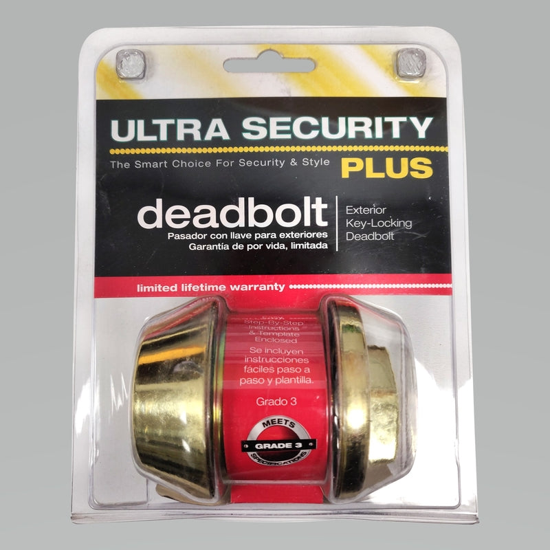 WORLD AND MAIN CRANBURY LLC, Ultra Security Polished Brass Metal Single Cylinder Deadbolt