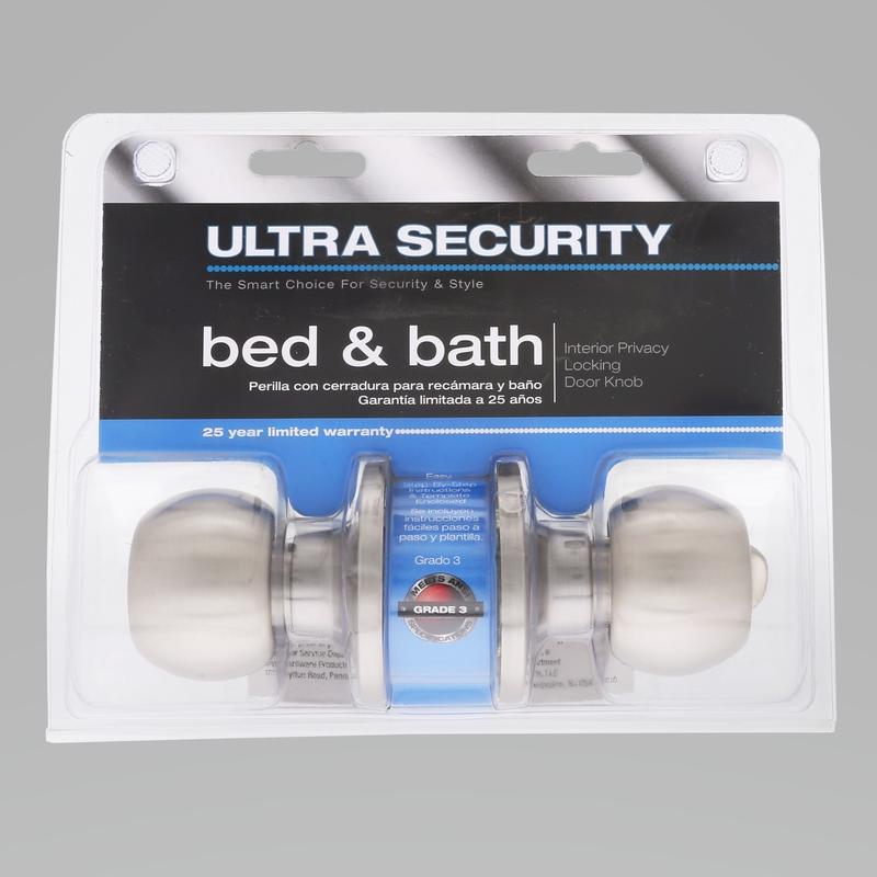 WORLD AND MAIN CRANBURY LLC, Ultra Security Satin Nickel Bed and Bath Knob Right or Left Handed