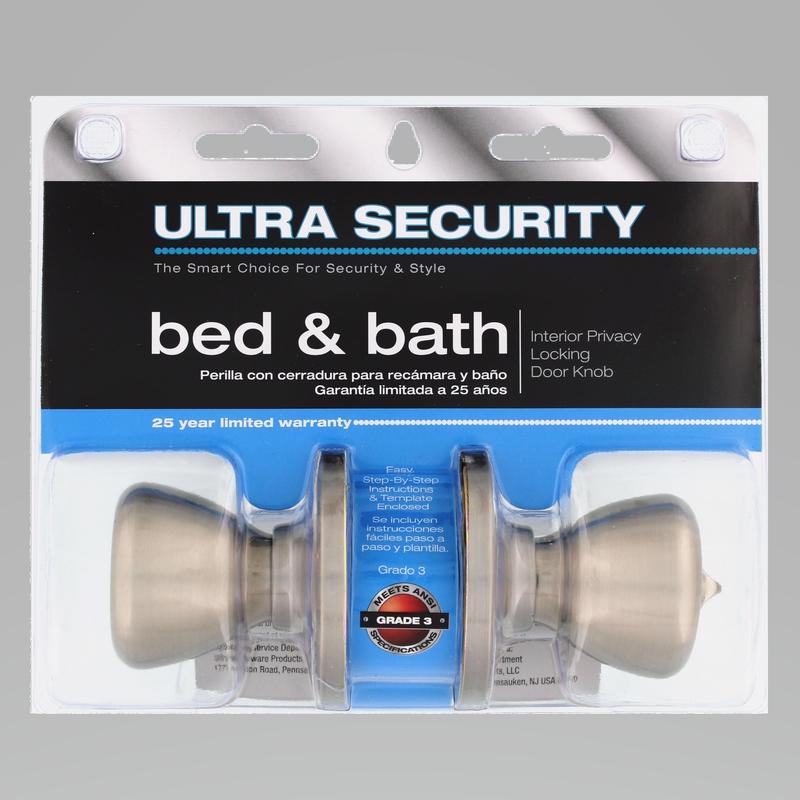 WORLD AND MAIN CRANBURY LLC, Ultra Security Satin Nickel Bed and Bath Knob Right or Left Handed