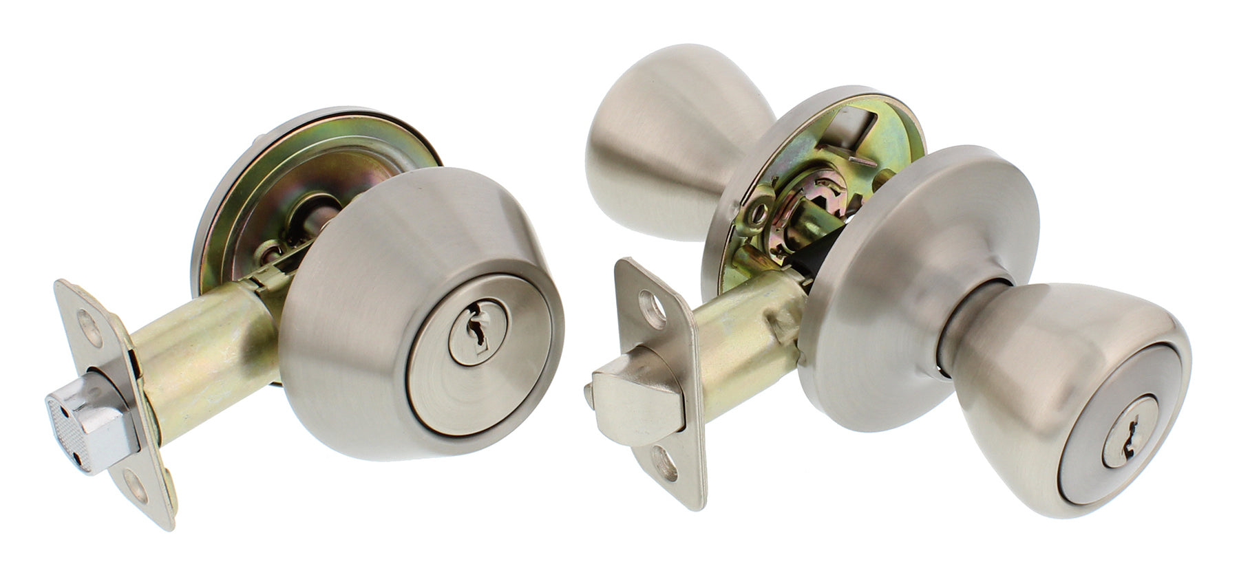 WORLD AND MAIN CRANBURY LLC, Ultra Security Satin Nickel Deadbolt and Entry Door Knob KW1 1-3/4 in.