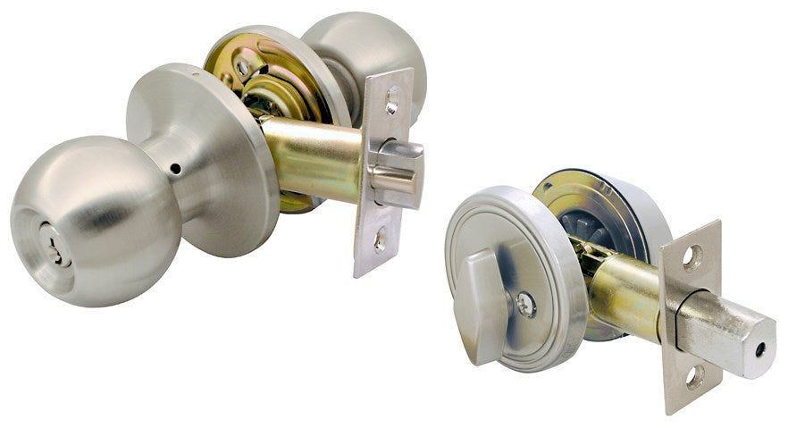 WORLD AND MAIN CRANBURY LLC, Ultra Security Satin Nickel Deadbolt and Entry Door Knob KW1 1-3/4 in.