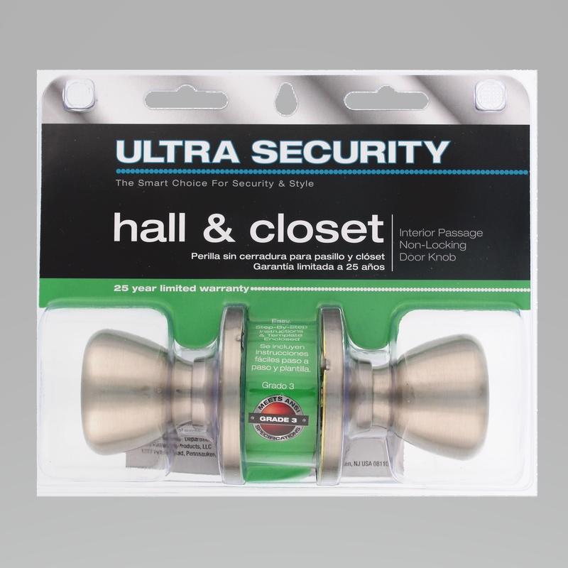 WORLD AND MAIN CRANBURY LLC, Ultra Security Satin Nickel Passage Knob Right or Left Handed