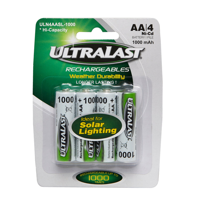 Ultralast, Ultralast Ni-Cad AA 1.2 volt Solar Rechargeable Battery ULN4AASL-1000 4 pk