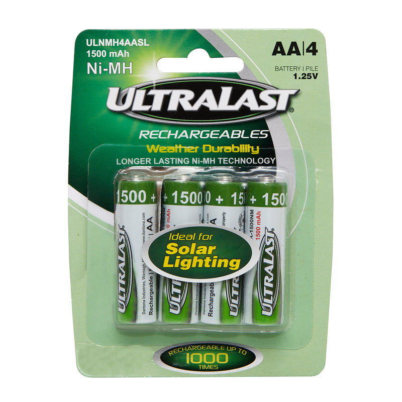 Ultralast, Ultralast NiMH AA 1.2 volt Solar Rechargeable Battery ULNMH4AASL 4 pk