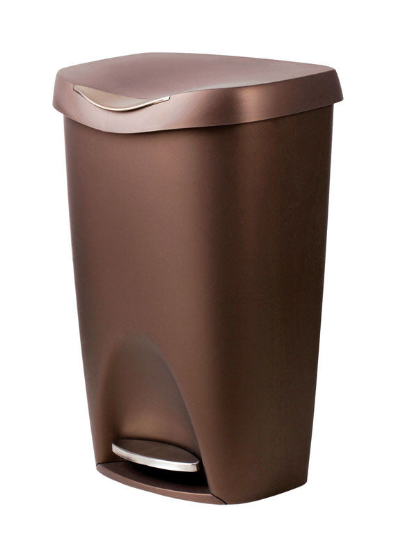 UMBRA USA INC, Umbra Brim 13 gal Bronze Plastic Step On Trash Can