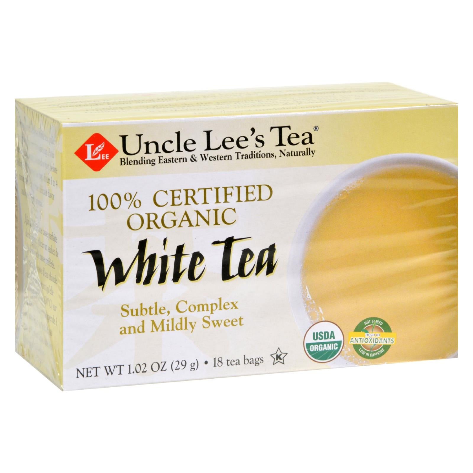 Uncle Lee'S Tea, Uncle Lee's Tea 100% Certified Organic White Tea - Case of 6 - 18 Bag