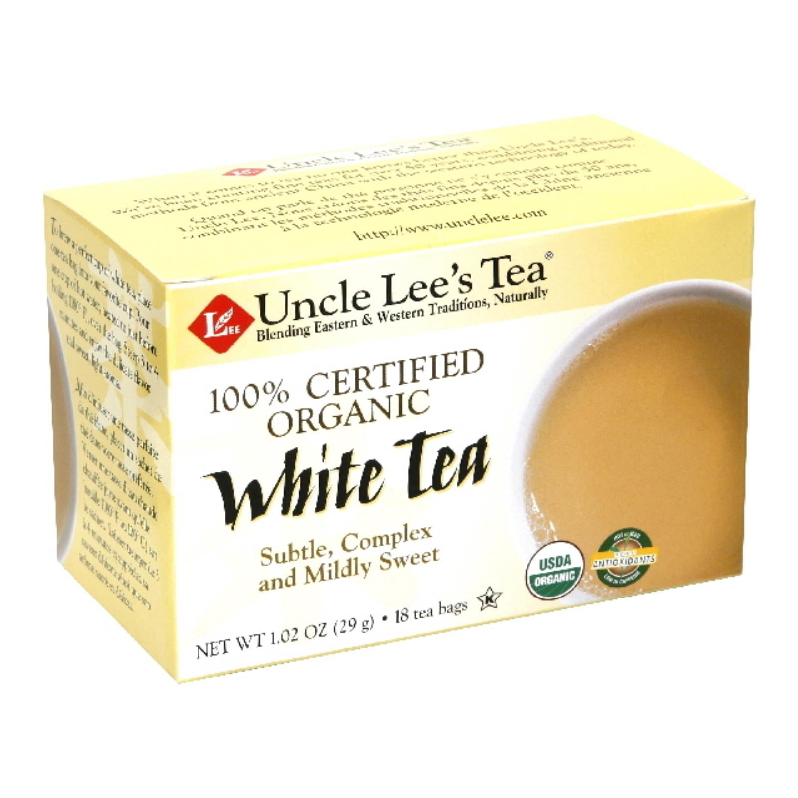 Uncle Lee'S Tea, Uncle Lee's Tea 100% Certified Organic White Tea - Case of 6 - 18 Bag