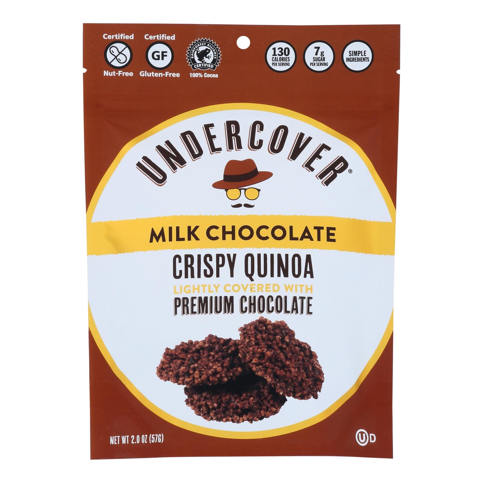 Undercover Quinoa, Undercover Quinoa - Crispy Quinoa Milk Choco - Case of 12 - 2 OZ (Pack of 12)