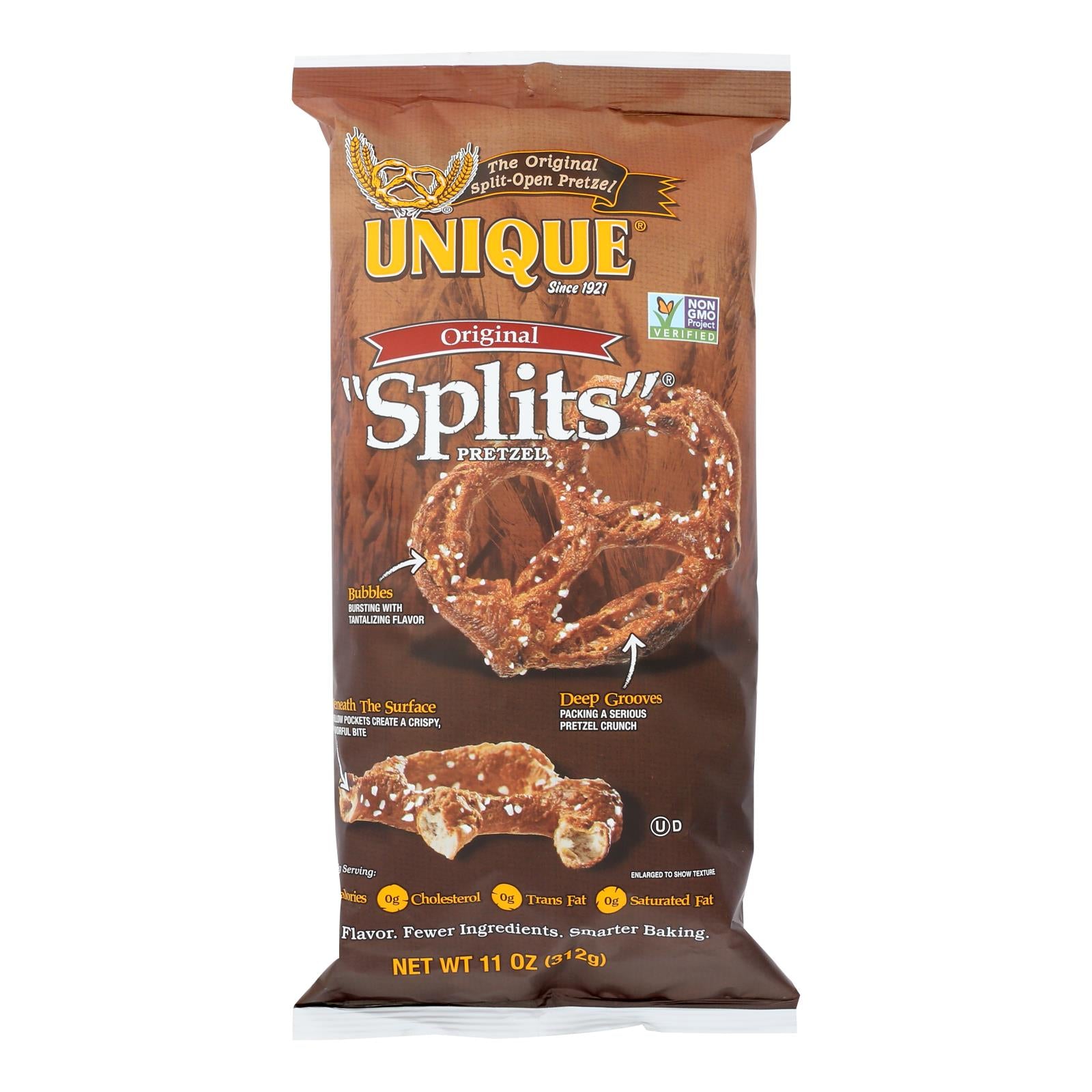 Unique Pretzels, Unique Pretzels - Pretzel Splits - Original - Case of 12 - 11 oz. (Pack of 12)