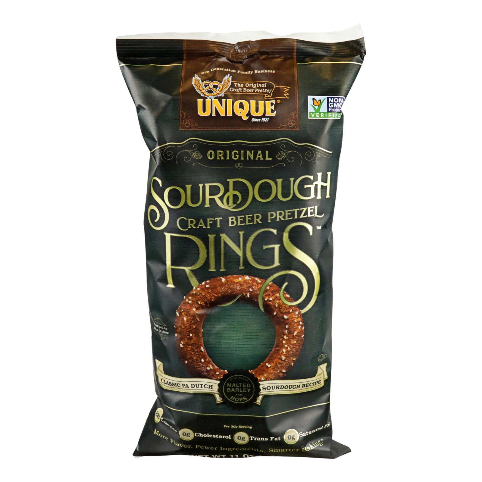 Unique Pretzels, Unique Pretzels - Sourdough Craft Beer Pretzel Rings - Case of 12 - 11 oz. (Pack of 12)