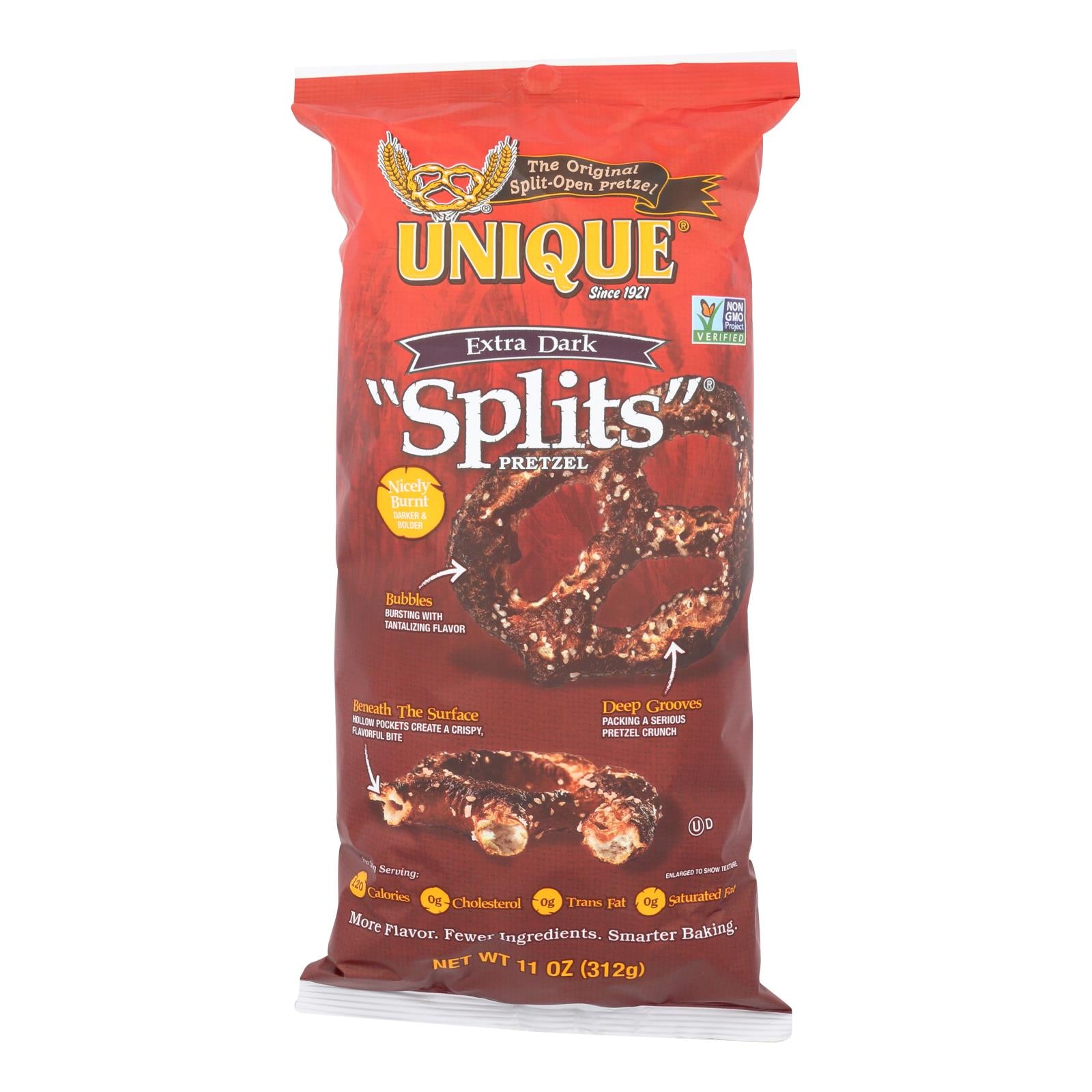 Unique Pretzels, Unique Pretzels - Splits - Extra Dark - Case of 12 - 11 oz. (Pack of 12)