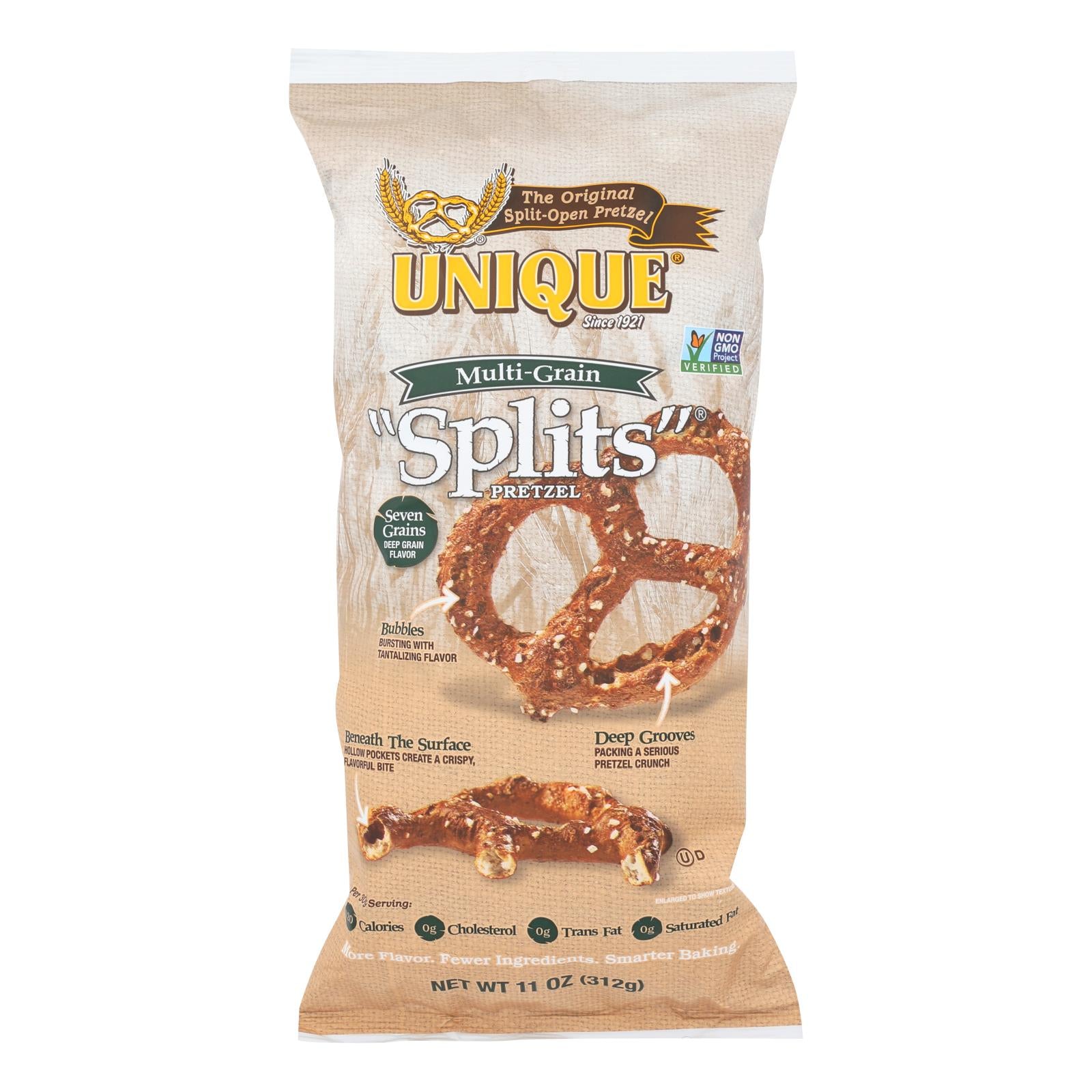 Unique Pretzels, Unique Pretzels - Splits - Multi Grain - Case of 12 - 11 oz. (Pack of 12)