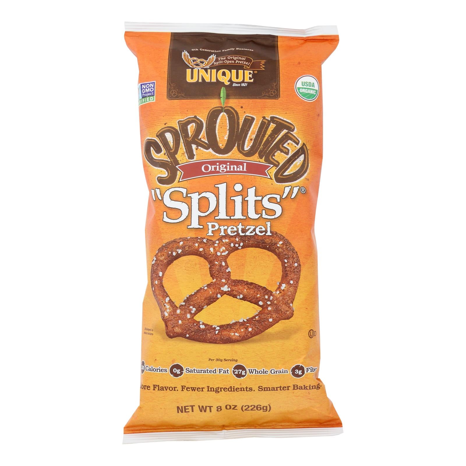 Unique Pretzels, Unique Pretzels - Sprouted Grain Pretzels - Case of 12 - 8 oz. (Pack of 12)