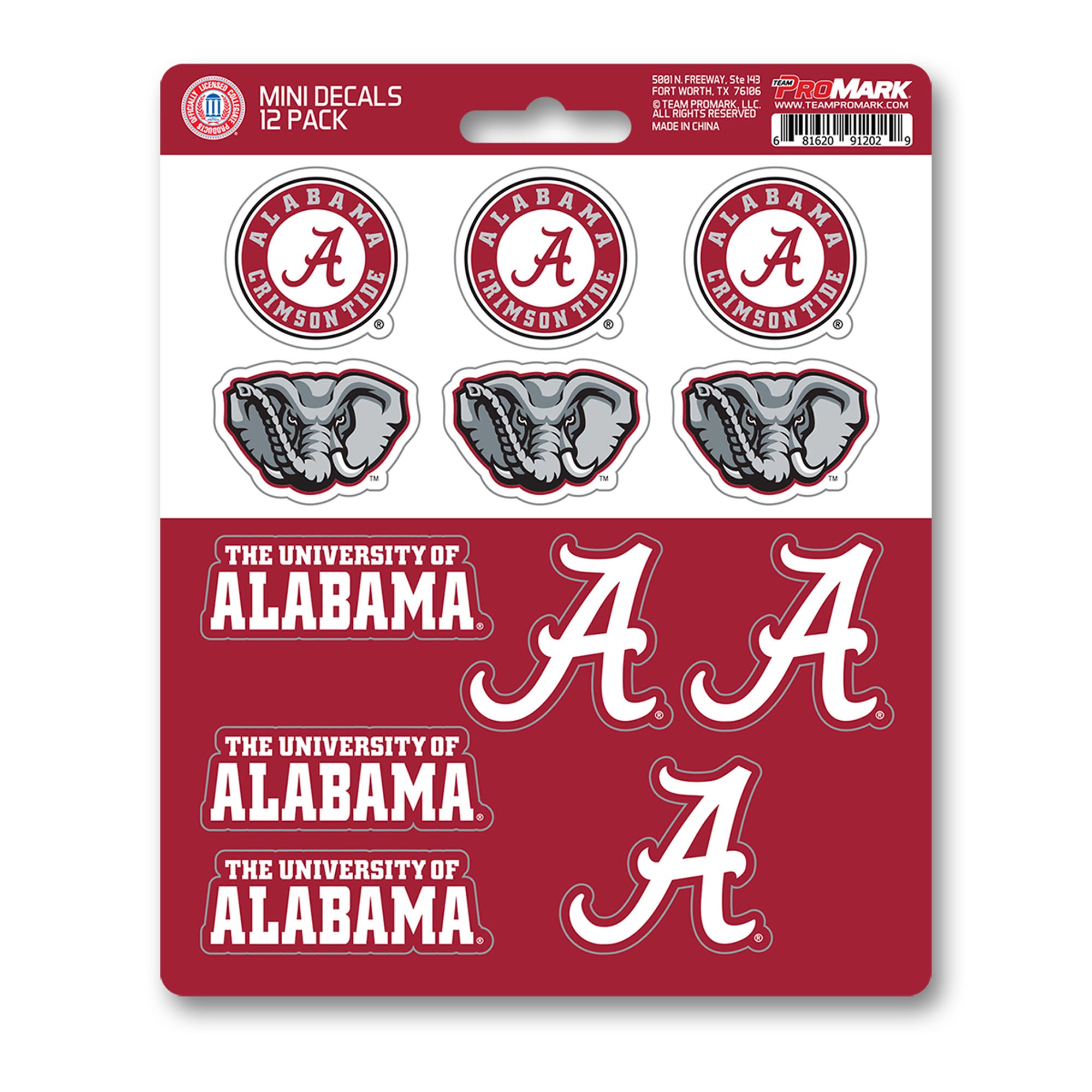 FANMATS, University of Alabama 12 Count Mini Decal Sticker Pack