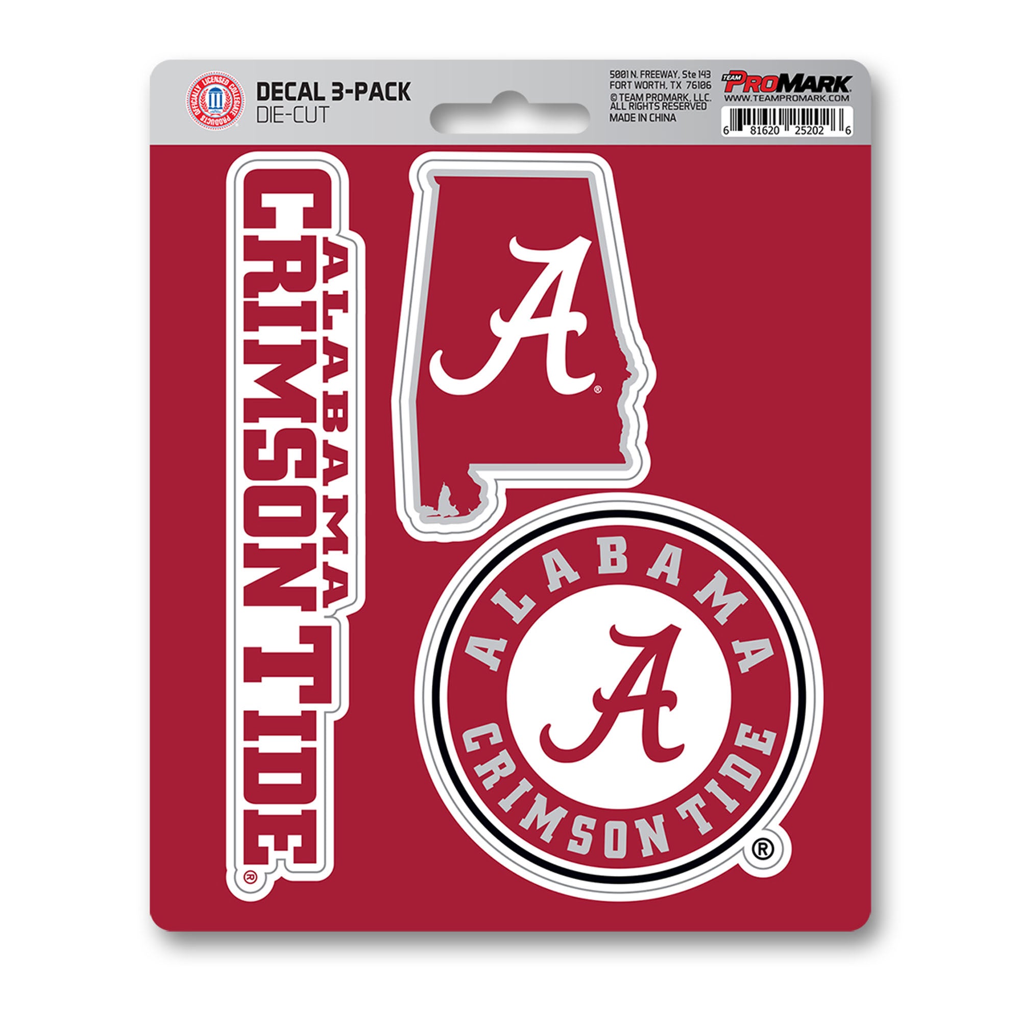 FANMATS, University of Alabama 3 Piece Decal Sticker Set