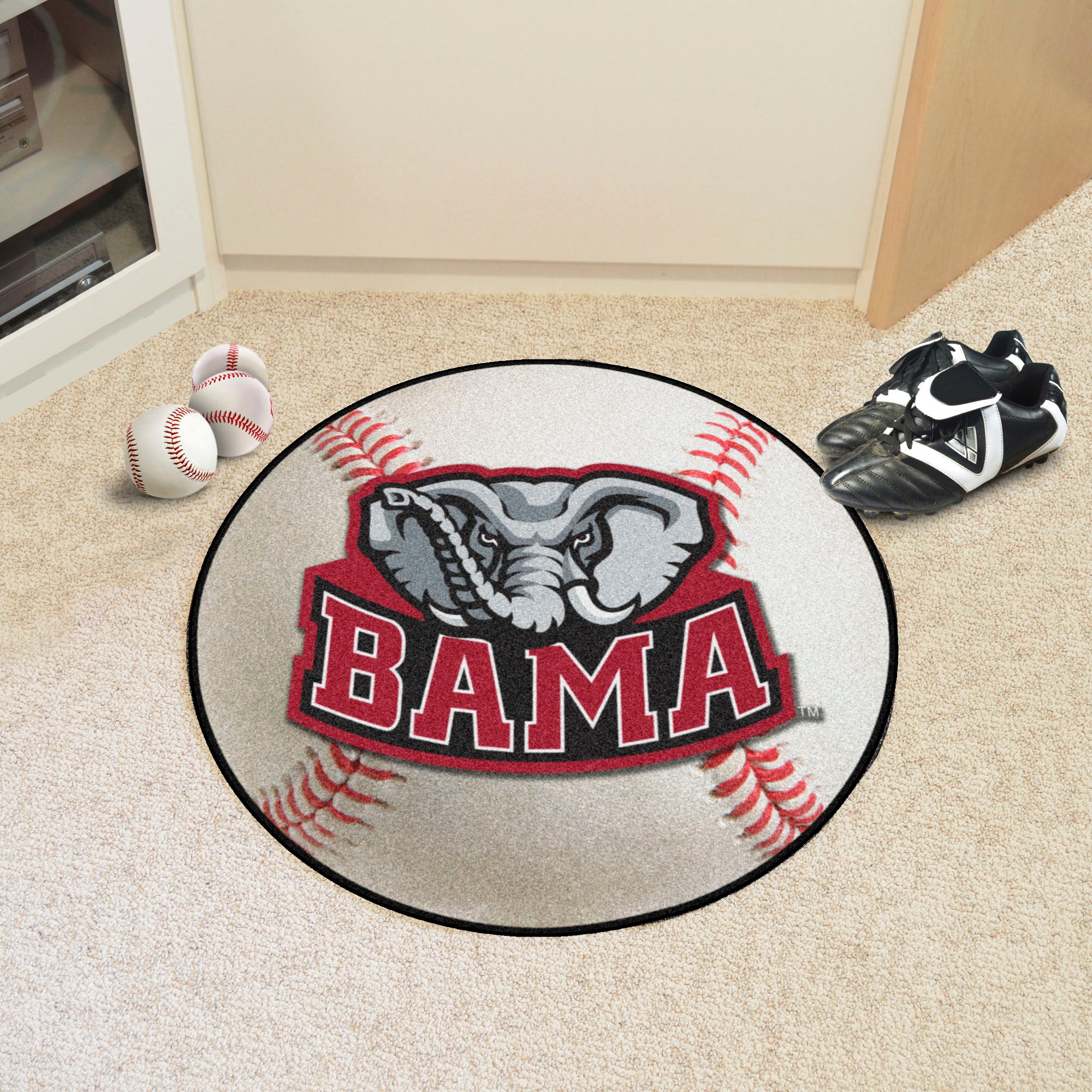 FANMATS, University of Alabama Crimson Tide Baseball Rug - 27in. Diameter