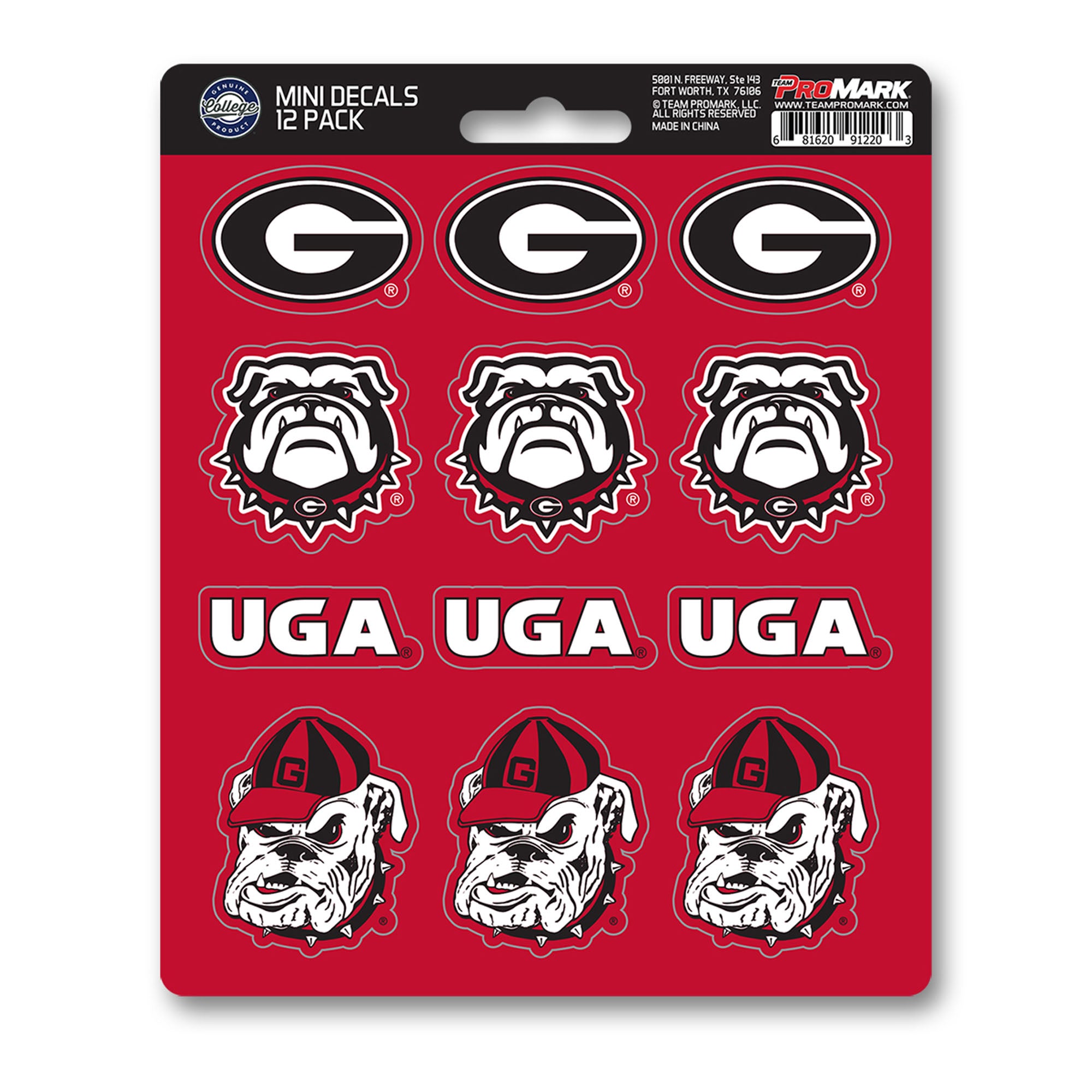 FANMATS, University of Georgia 12 Count Mini Decal Sticker Pack