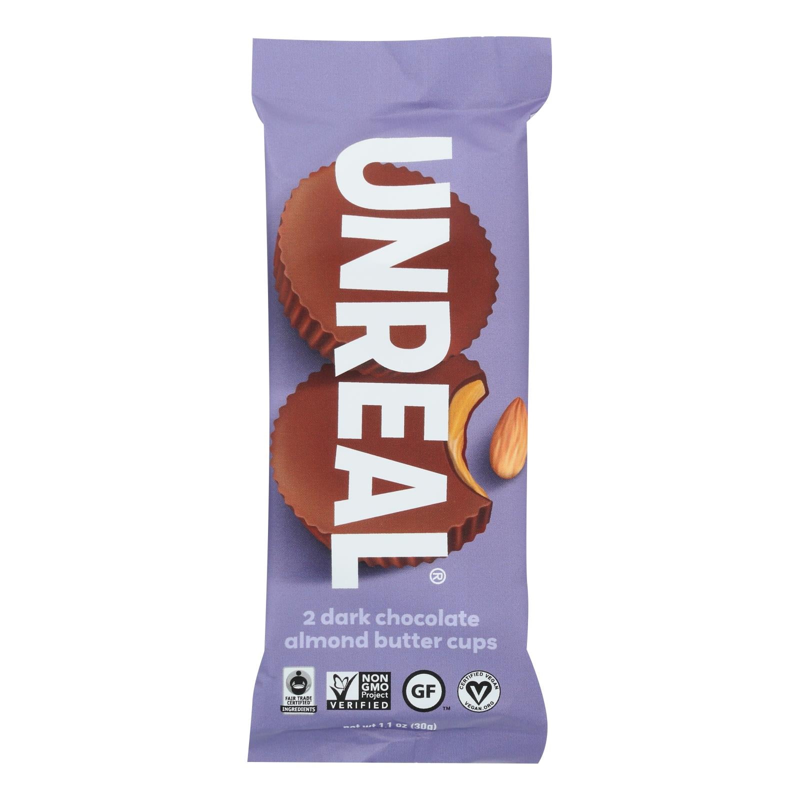 Unreal, Unreal - Almnd Butter Cup Dark Chocolate - Case of 12 - 1 OZ (Pack of 12)