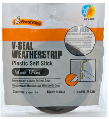 Thermwell, V-Seal Weatherstrip Tape, Brown, 7/8-In. x 17-Ft.