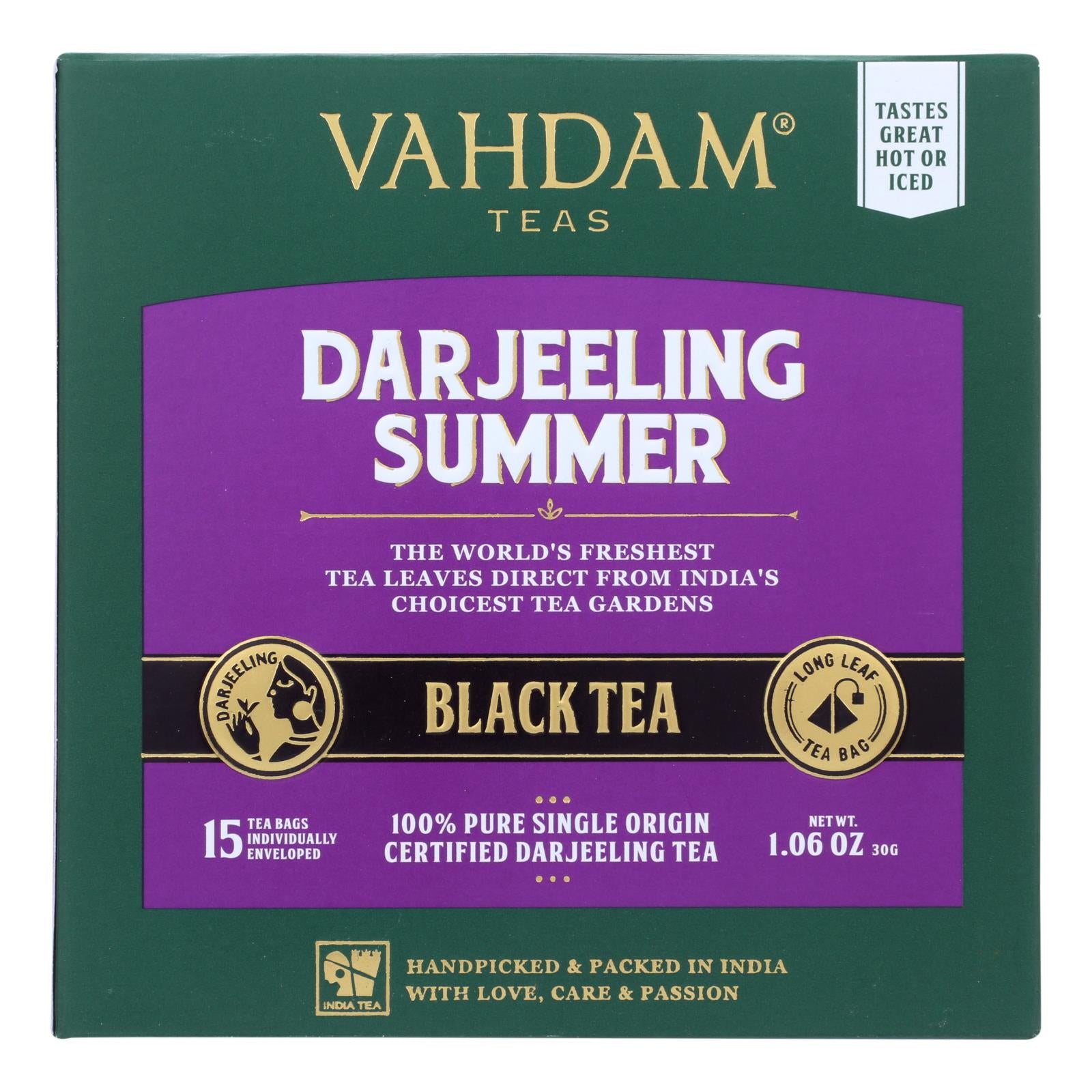 Vahdam Teas, Vahdam Teas - Black Tea Organic Darjling Sumr - Case of 6-15 BAG (Pack of 6)