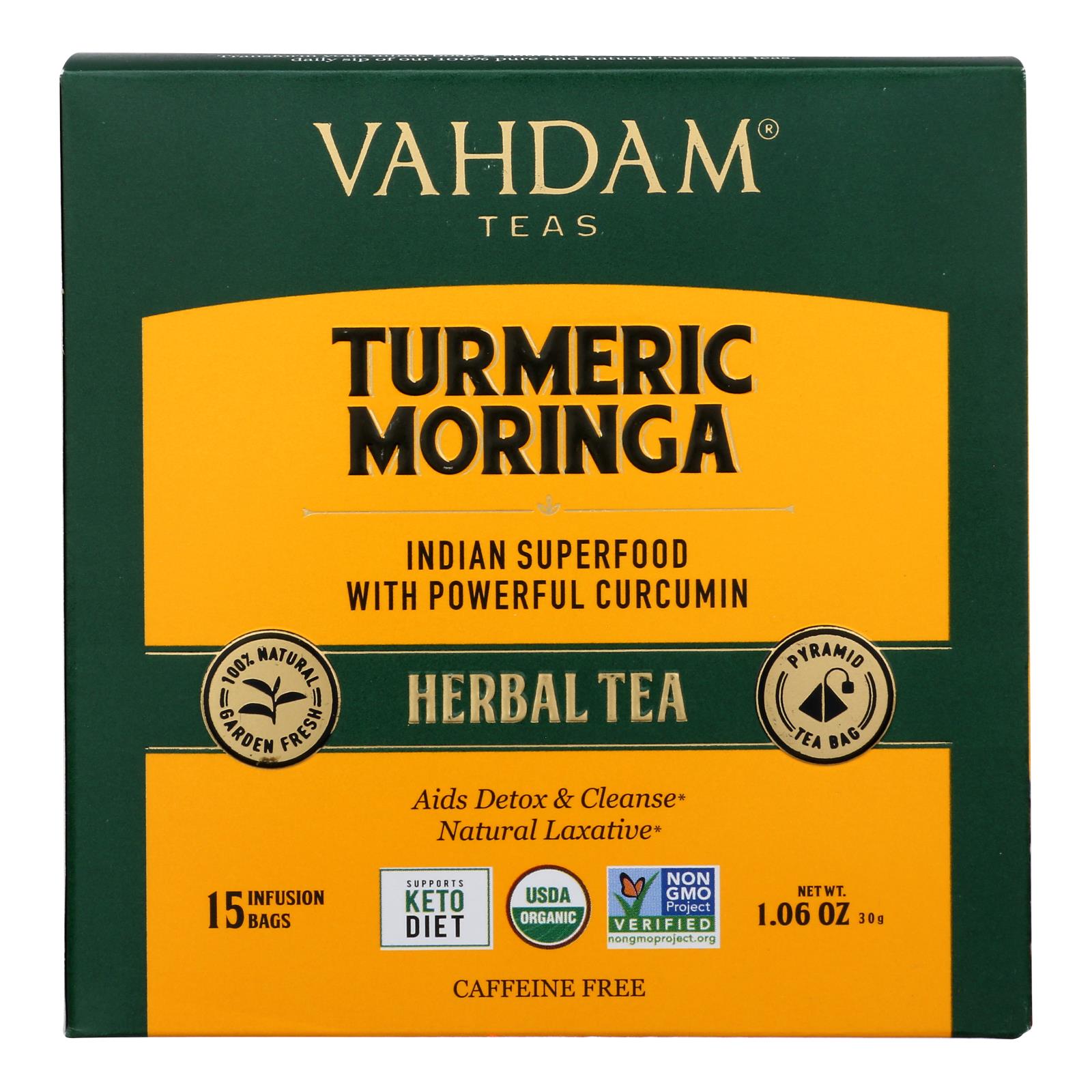 Vahdam Teas, Vahdam Teas - Hrbl Tea Turmrc Mrnga - Case of 6 - 15 CT (Pack of 6)