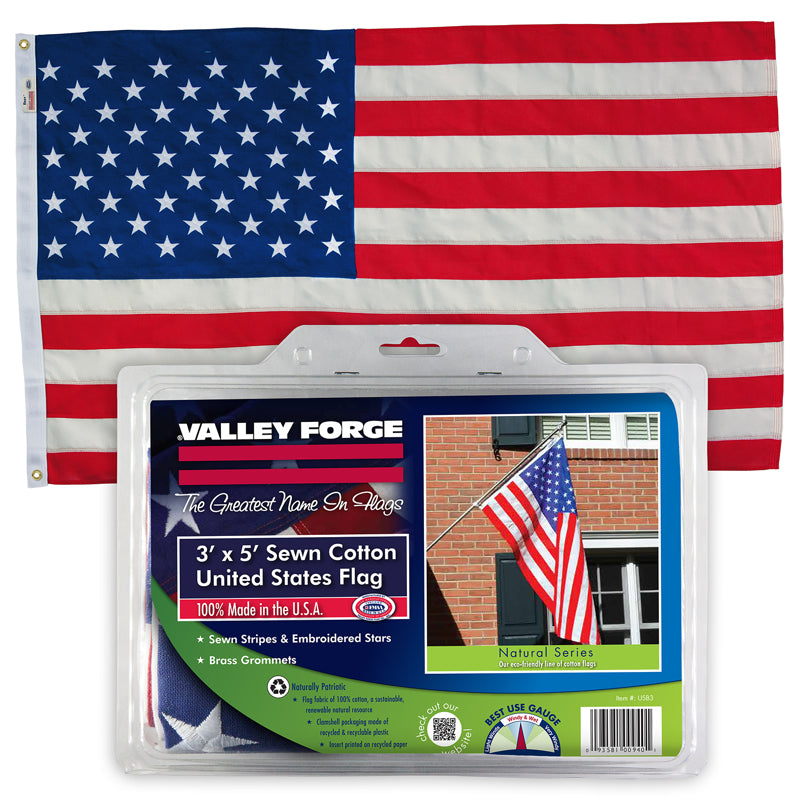 VALLEY FORGE FLAG COMPANY LLC, Valley Forge Best USA Flag 5 ft. W X 3 ft. L