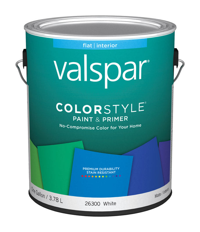 VALSPAR CORPORATION, Valspar 44-26300 GL 1 Gallon White ColorStyle® Interior Latex Flat Wall Paint (Pack of 4)