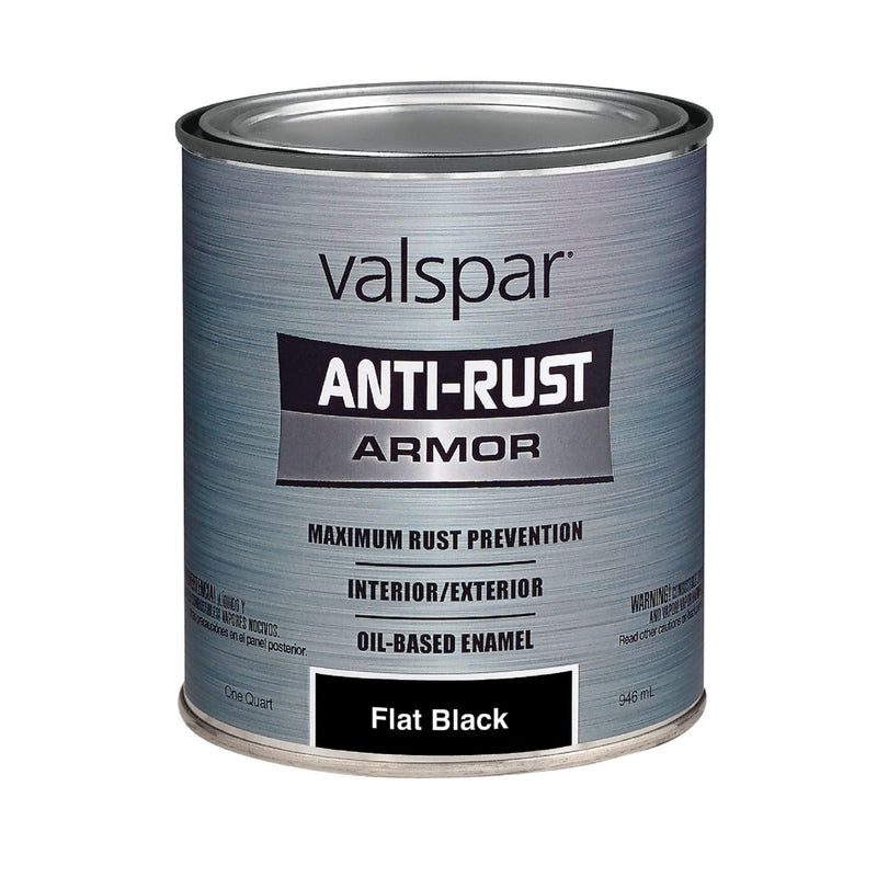 VALSPAR CORPORATION, Valspar Anti-Rust Armor Indoor and Outdoor Flat Black Oil-Based Enamel Rust Prevention Paint 1 qt