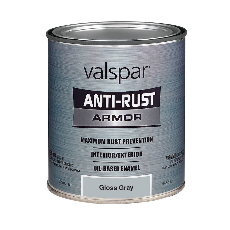 VALSPAR CORPORATION, Valspar Anti-Rust Armor Indoor and Outdoor Gloss Gray Oil-Based Enamel Rust Prevention Paint 1 qt