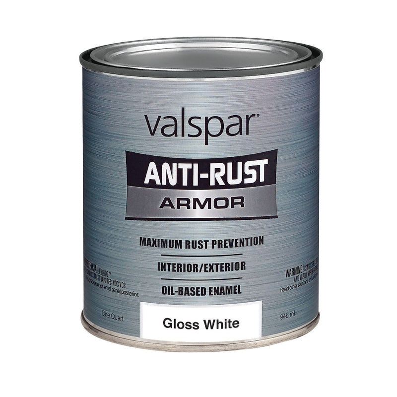 VALSPAR CORPORATION, Valspar Anti-Rust Armor Indoor and Outdoor Gloss White Oil-Based Enamel Rust Prevention Paint 1 qt