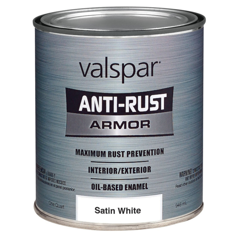 CABOT SAMUEL INC, Valspar Anti-Rust Armor Indoor and Outdoor Satin White Oil-Based Enamel Rust Prevention Paint 1 qt