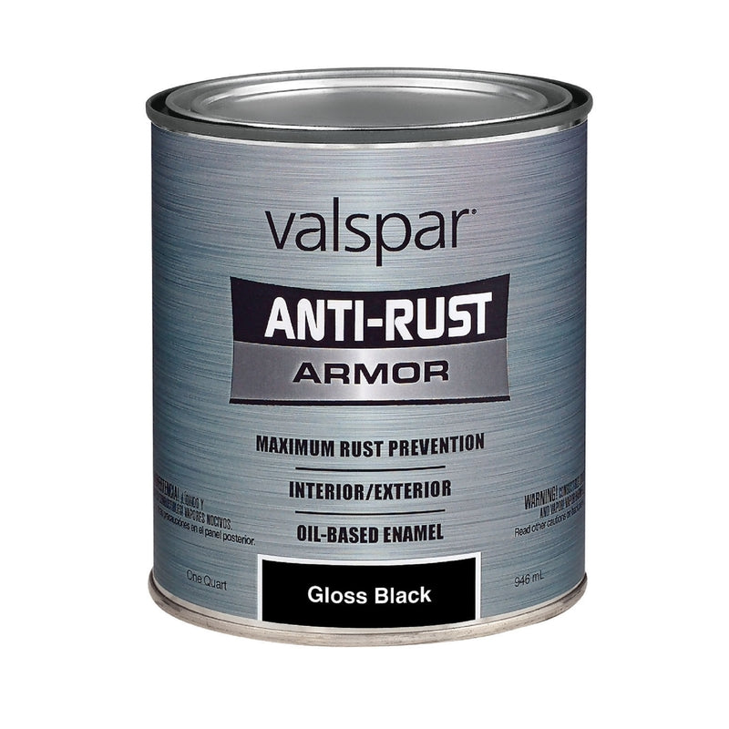 VALSPAR CORPORATION, Valspar Anti-Rust Indoor and Outdoor Gloss Black Oil-Based Enamel Rust Prevention Paint 1 qt