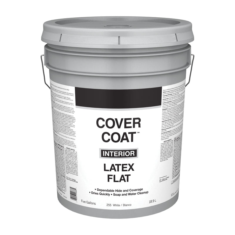 VALSPAR CORPORATION, Valspar Cover Coat Flat White Wall and Trim Paint 5 gal