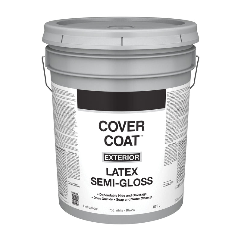 VALSPAR CORPORATION, Valspar Cover Coat Semi-Gloss White House Paint 5 gal